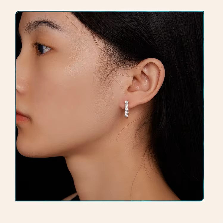Luxury Tara Hoop Earrings - Gold Vermeil/Silver -Moissanite (Platinum Plated)