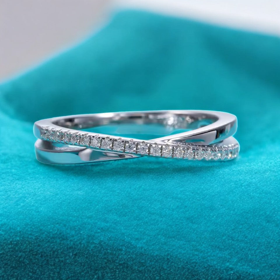 Elegant Harmony Band - White Gold - Moissanite (Rhodium Plated) Aura Diamonds