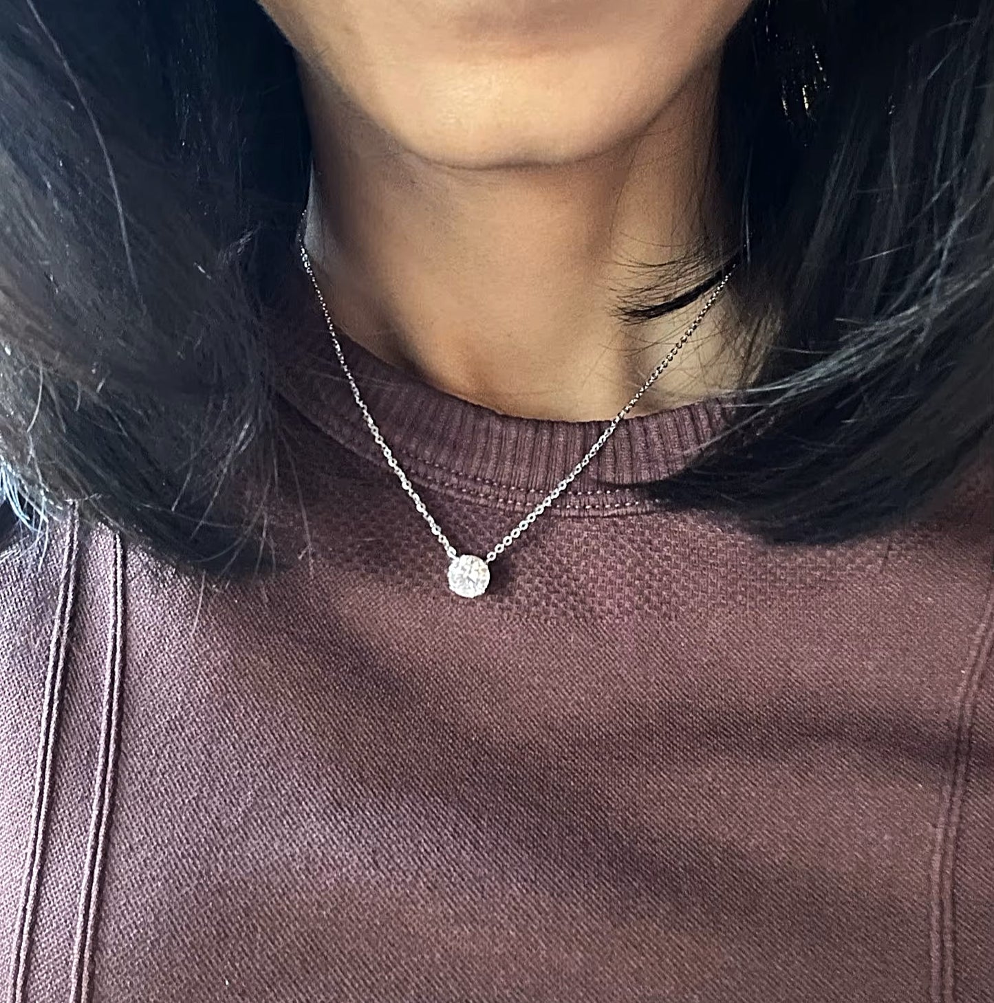 Elegant 1 Carat Pendant with Chain - 1CT Moissanite (Rhodium Plated)