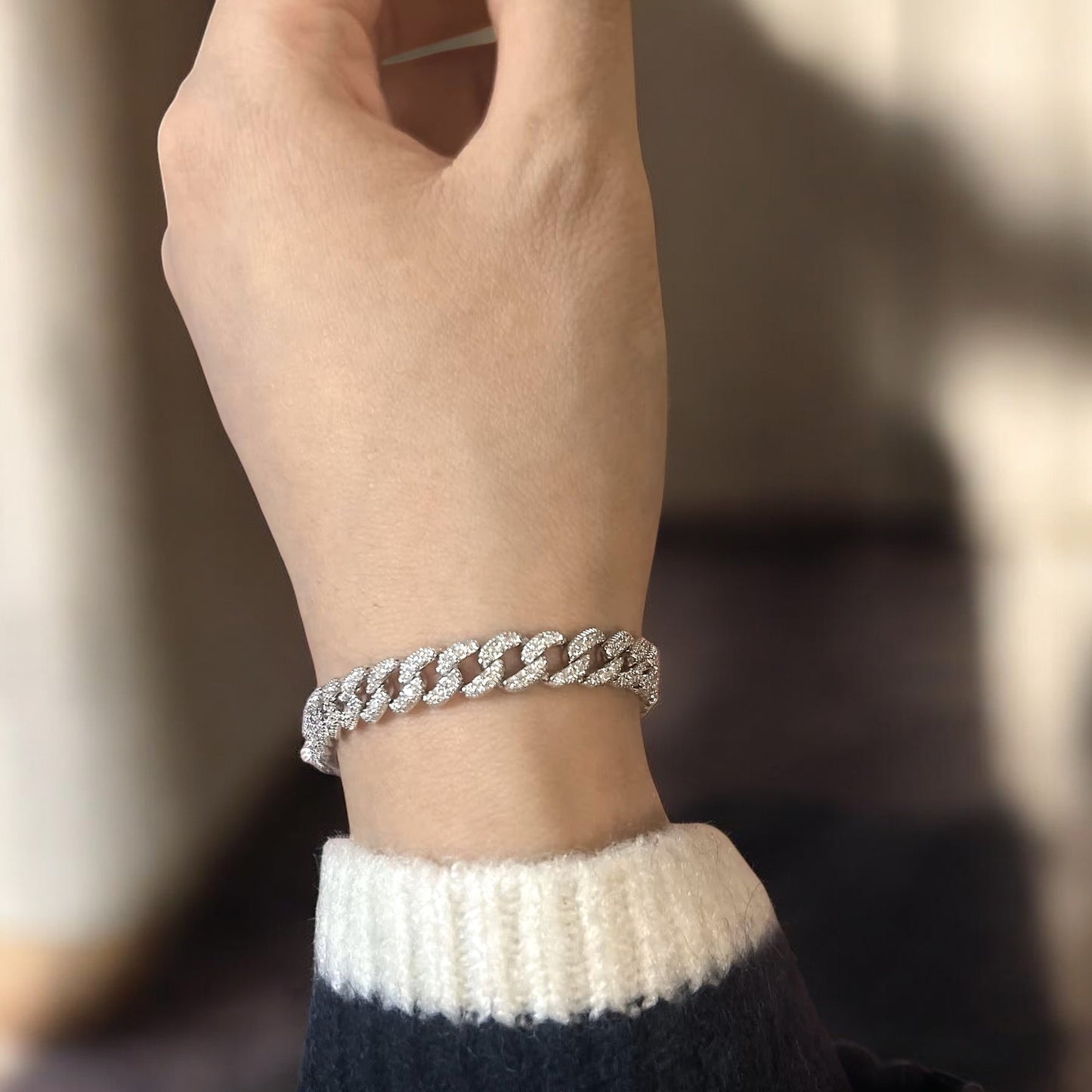 Luxury Cuban-Link Bracelet - Gold/White Gold - Moissanite