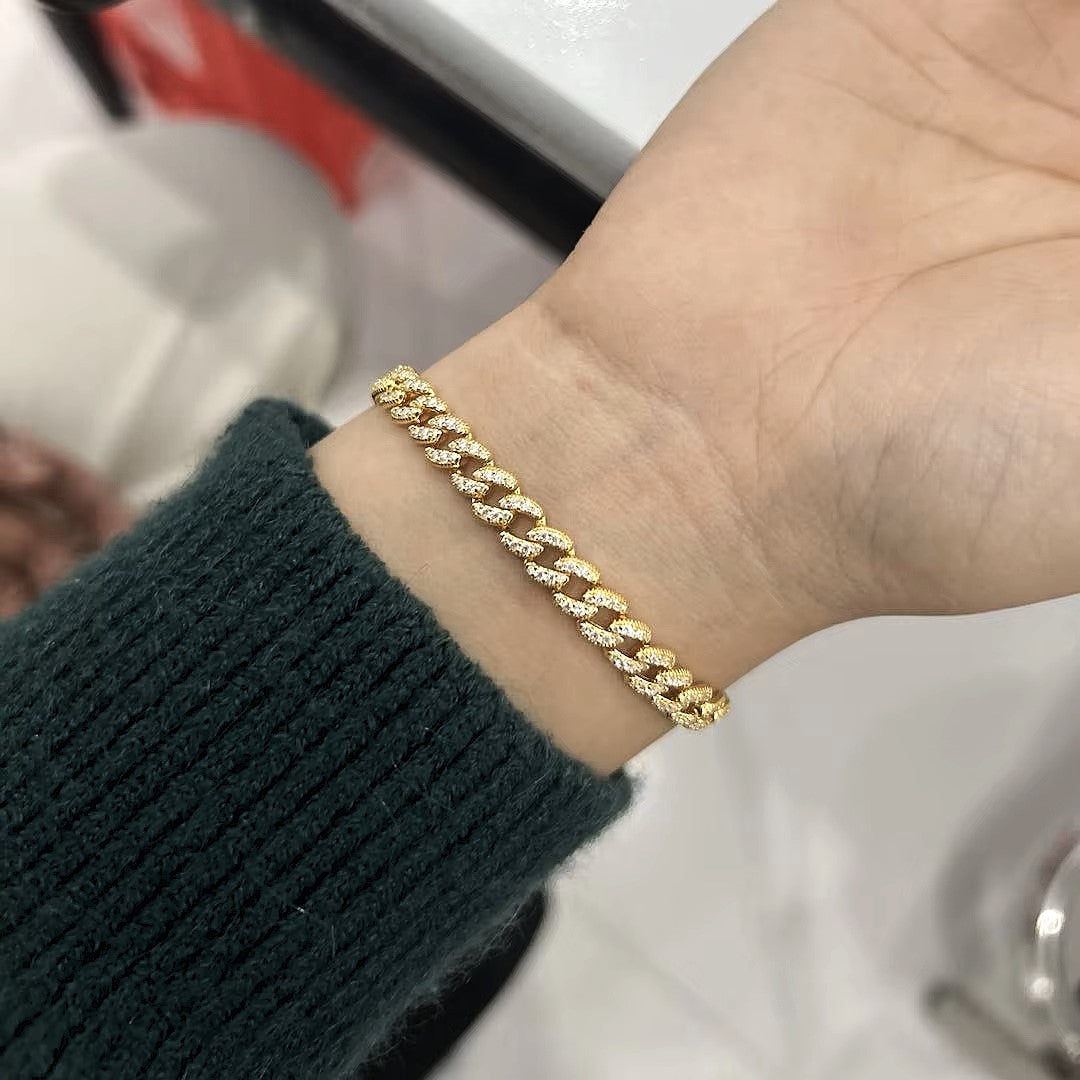 Luxury Cuban-Link Bracelet - Gold/White Gold - Moissanite