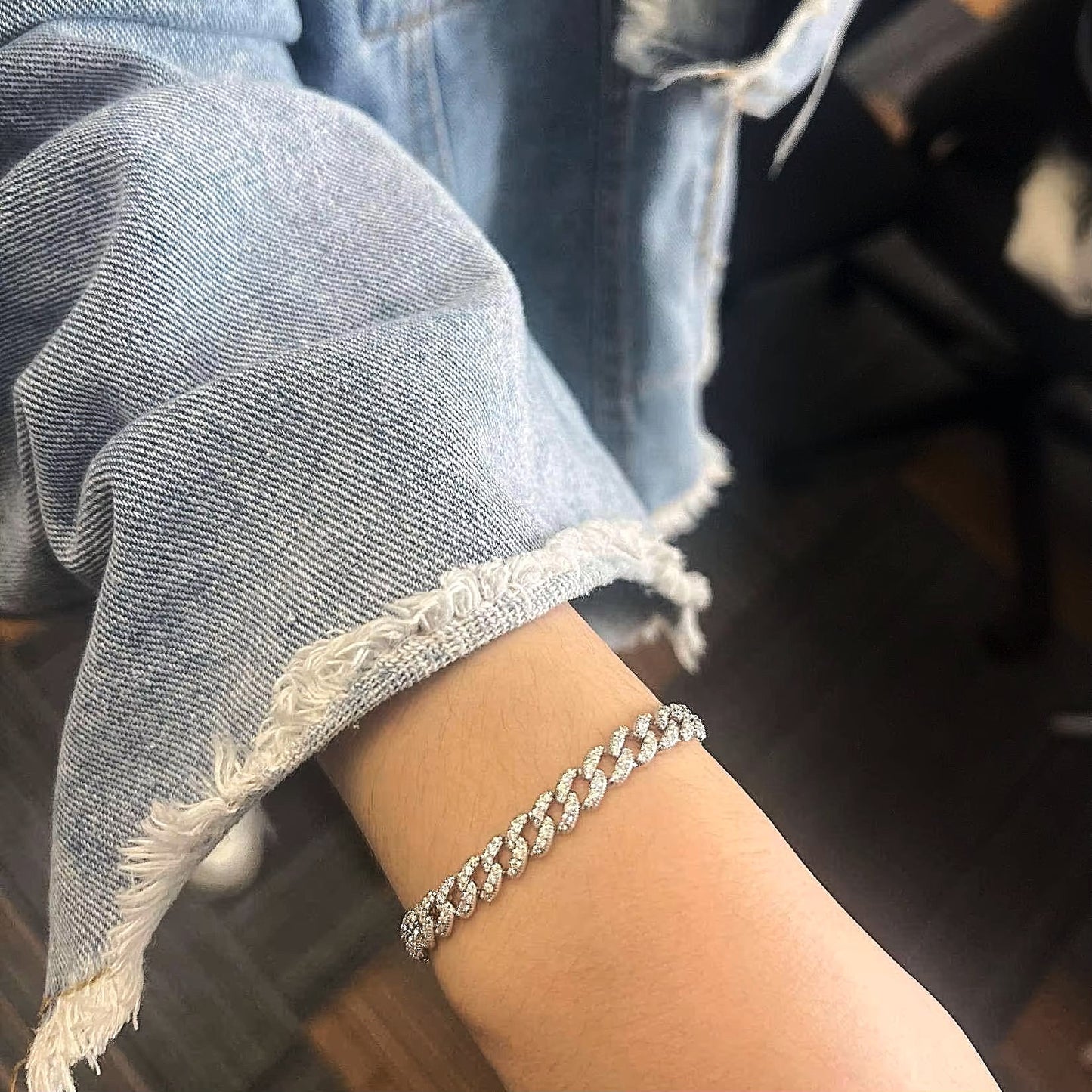 Luxury Cuban-Link Bracelet - Gold/White Gold - Moissanite