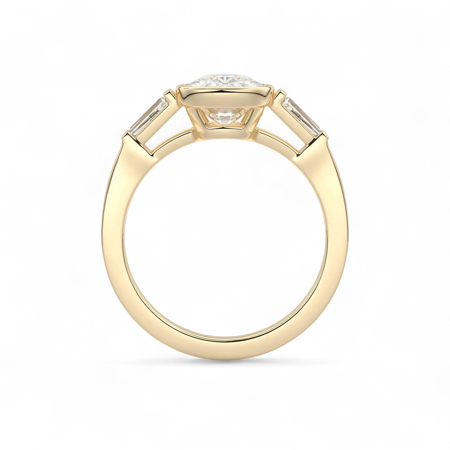 Amara Cushion Bezel Baguette Diamond Engagement Ring