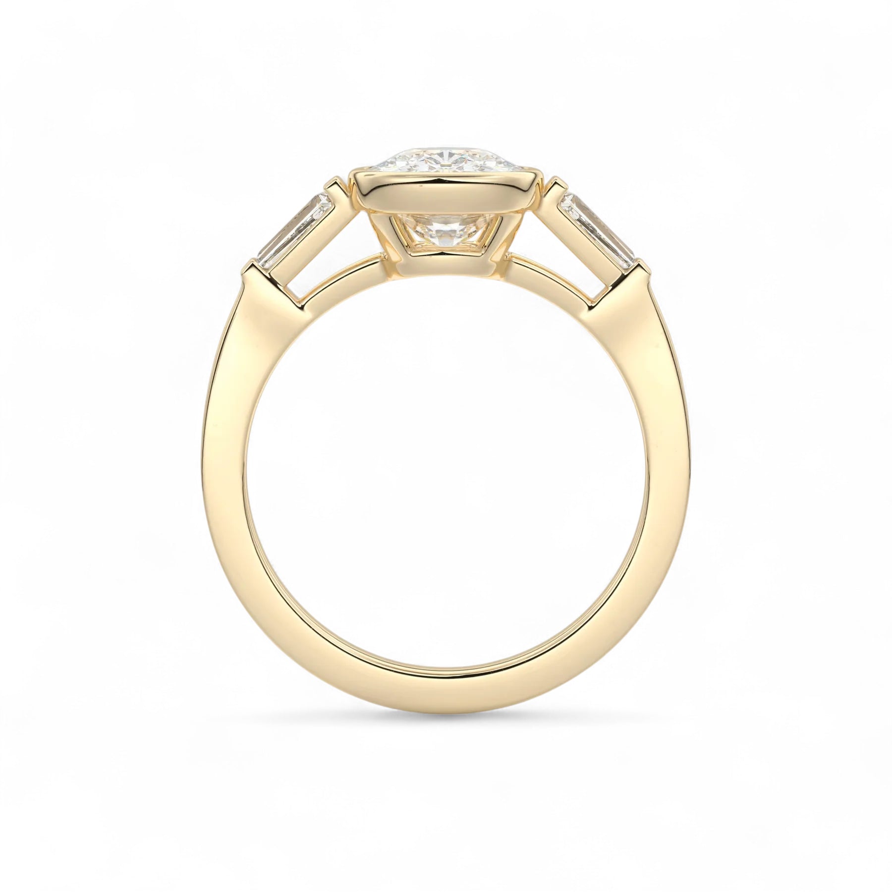 Amara Cushion Bezel Baguette Diamond Engagement Ring Aura Diamonds
