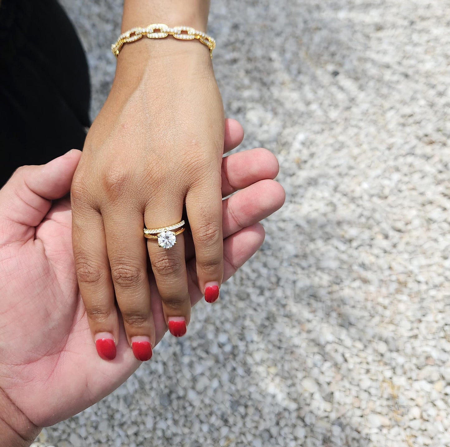 Elegant Meghan Half-Eternity Statement Ring -Gold/Silver- Moissanite (Rhodium Plated)