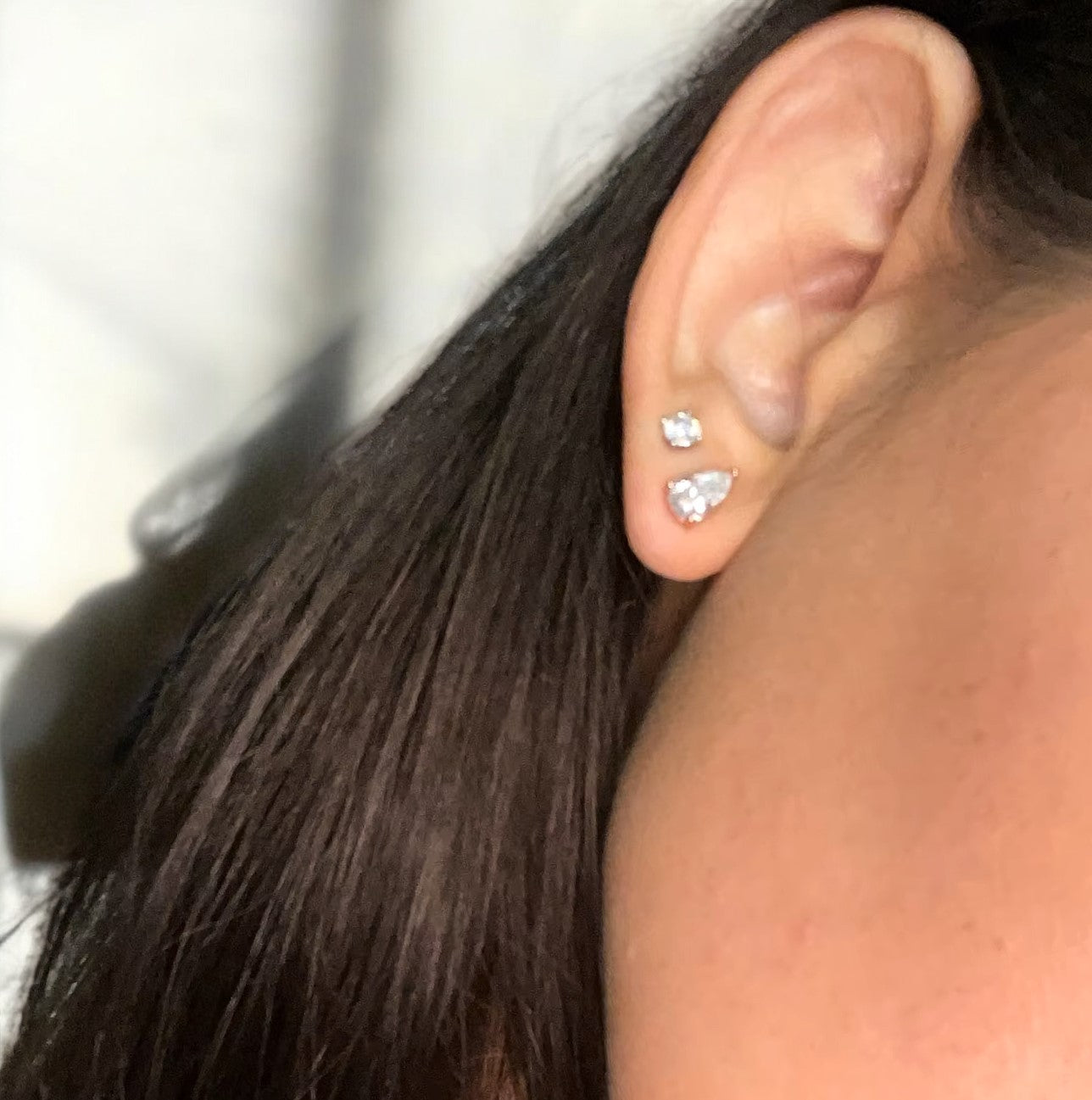 Elegant Pear Teardrop Stud Earrings - Rose Gold/White Gold Plated- 2/4/8 Carat Moissanite - Sterling Silver