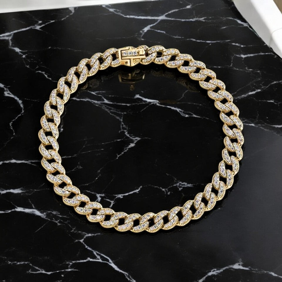 Luxury Cuban-Link Bracelet - Gold/White Gold - Moissanite