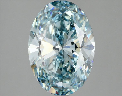 Intense Greenish Blue 3 Carat Oval Cut - VS1 | Loose Lab Grown Diamond for Engagement Ring | IGI Certified Aura Diamonds