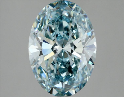 Intense Greenish Blue 3 Carat Oval Cut - VS1 | Loose Lab Grown Diamond for Engagement Ring | IGI Certified Aura Diamonds