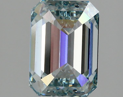 Greenish Blue 2 Carat Emerald Cut - VS1 | Loose Lab Grown Diamond for Engagement Ring | IGI Certified Aura Diamonds