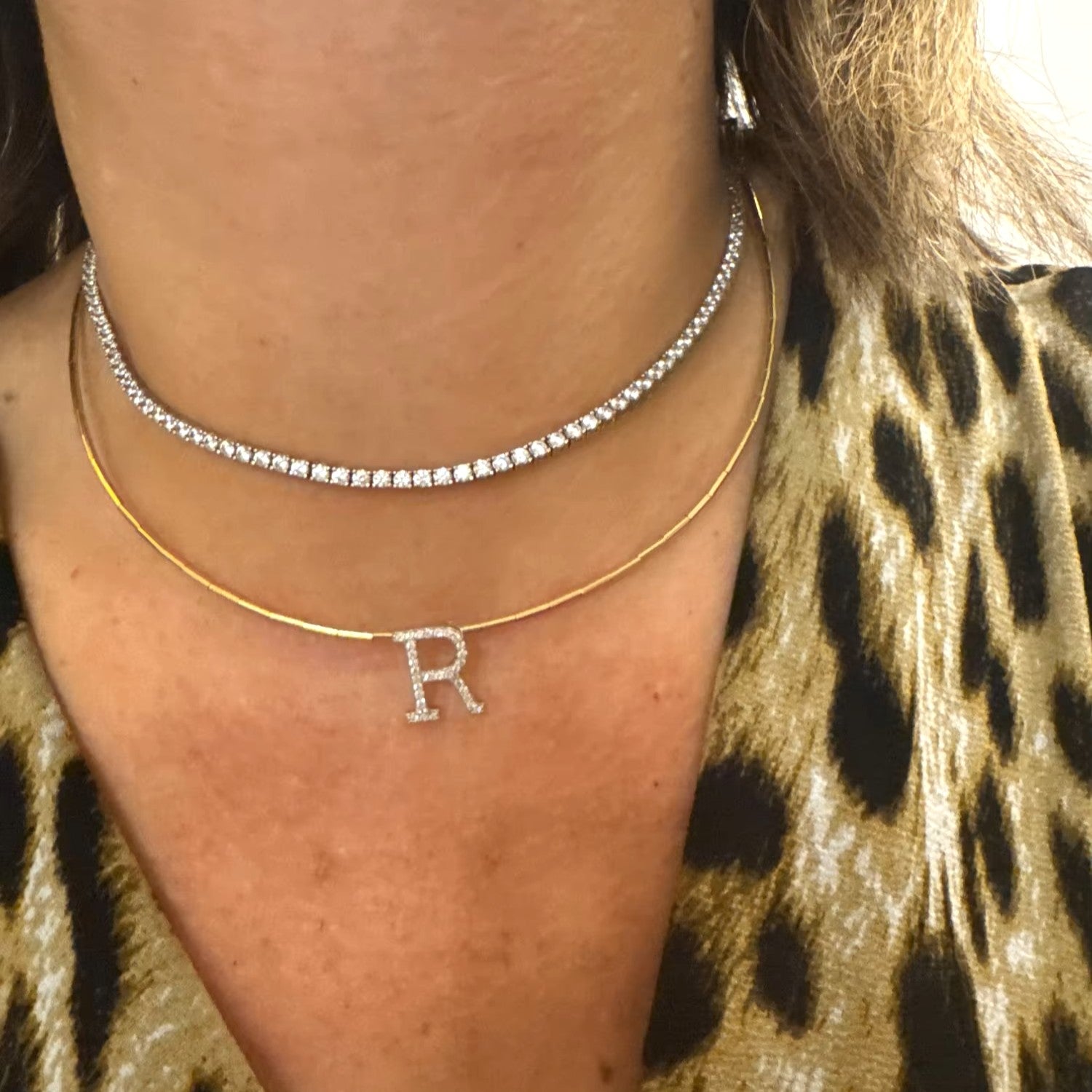 A to Z Moissanite Initial Necklace – Personalized Letter Charm Pendant Aura Diamonds