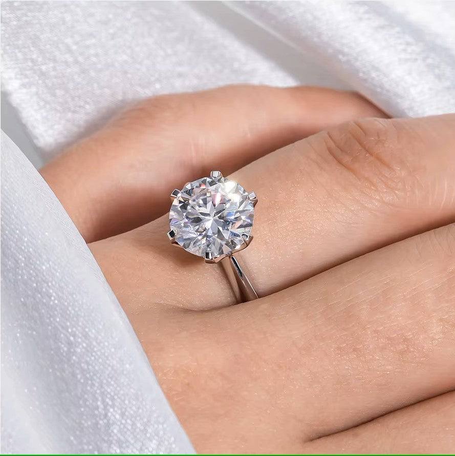 14K Gold - 3 Carat Eternity Solitaire Ring - Round Brilliant Cut Moissanite | Luxury Collection Aura Diamonds