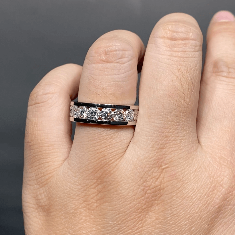 Channel-Set Eternity Wedding Band | 9K Solid Gold | Moissanite | Luxury Collection - Mens Aura Diamonds