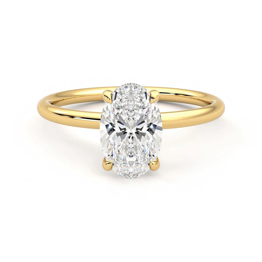 Oval Cut 2.5 Carat - Elongated Solitaire Ring - 4 Prongs | 10K 14K 18K Solid Gold | Moissanite or Lab Diamond | Luxury Collection Aura Diamonds