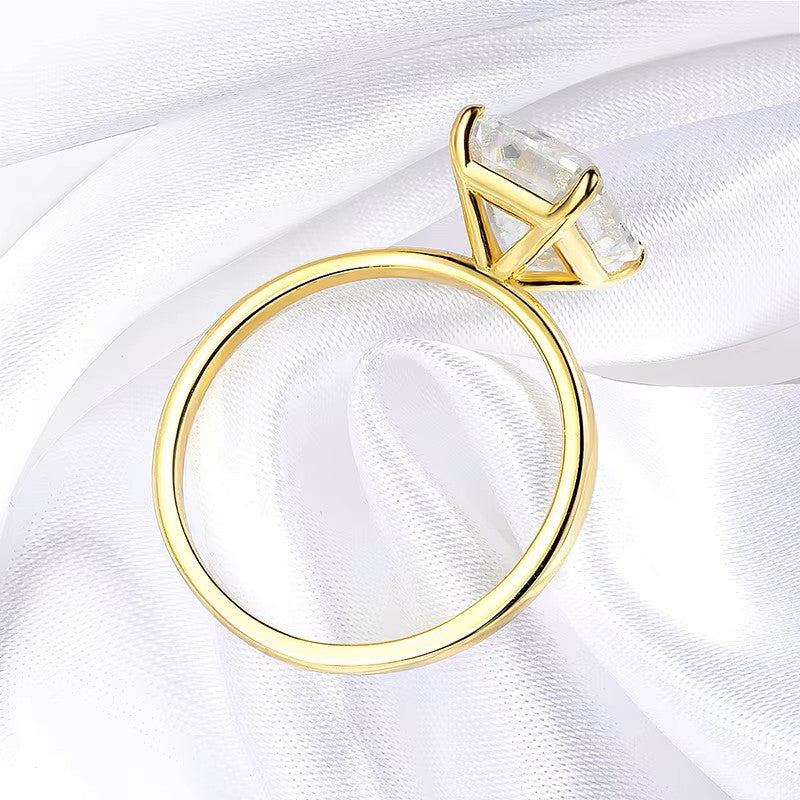Timeless 4 Carat Emerald Cut Solitaire Ring | Moissanite | 18K Gold Plated Aura Diamonds