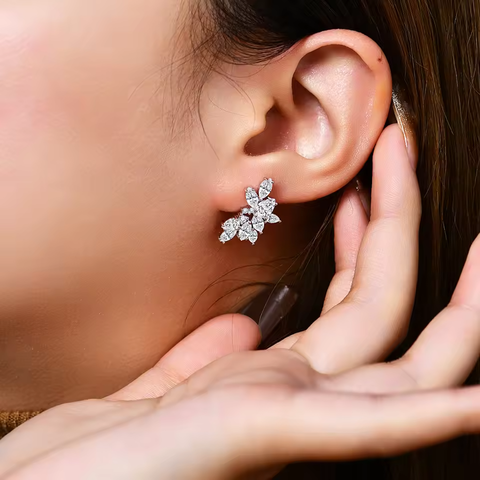 Bridal Luxury 6 Carat Emma Earrings - Marquise, Pear and Round Cut - Moissanite Aura Diamonds