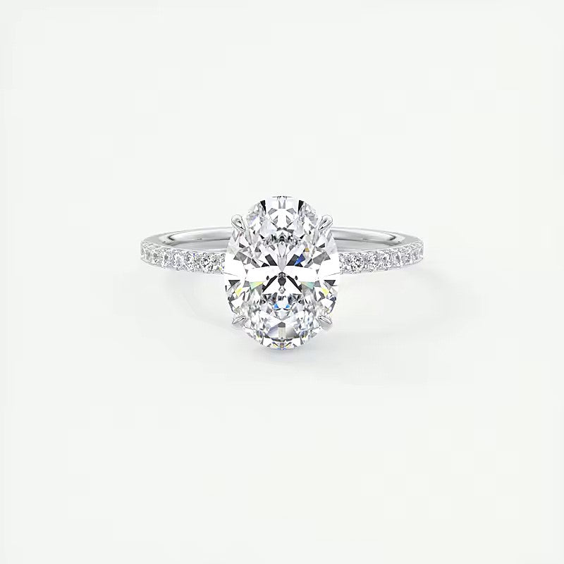 Nora Grace 2 Carat Oval Cut Pave Ring - Zirconia Crystals/Moissanite Nora Grace