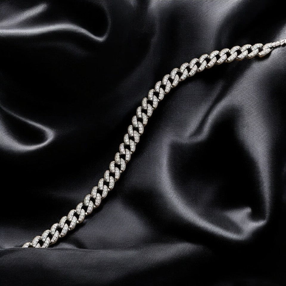 Luxury Cuban-Link Bracelet - Gold/White Gold - Moissanite