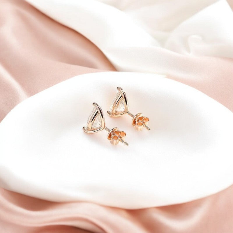 Elegant Pear Teardrop Stud Earrings - Rose Gold/White Gold Plated- 2/4/8 Carat Moissanite - Sterling Silver