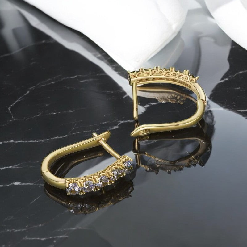 Luxury Tara Hoop Earrings - Gold Vermeil/Silver -Moissanite (Platinum Plated)