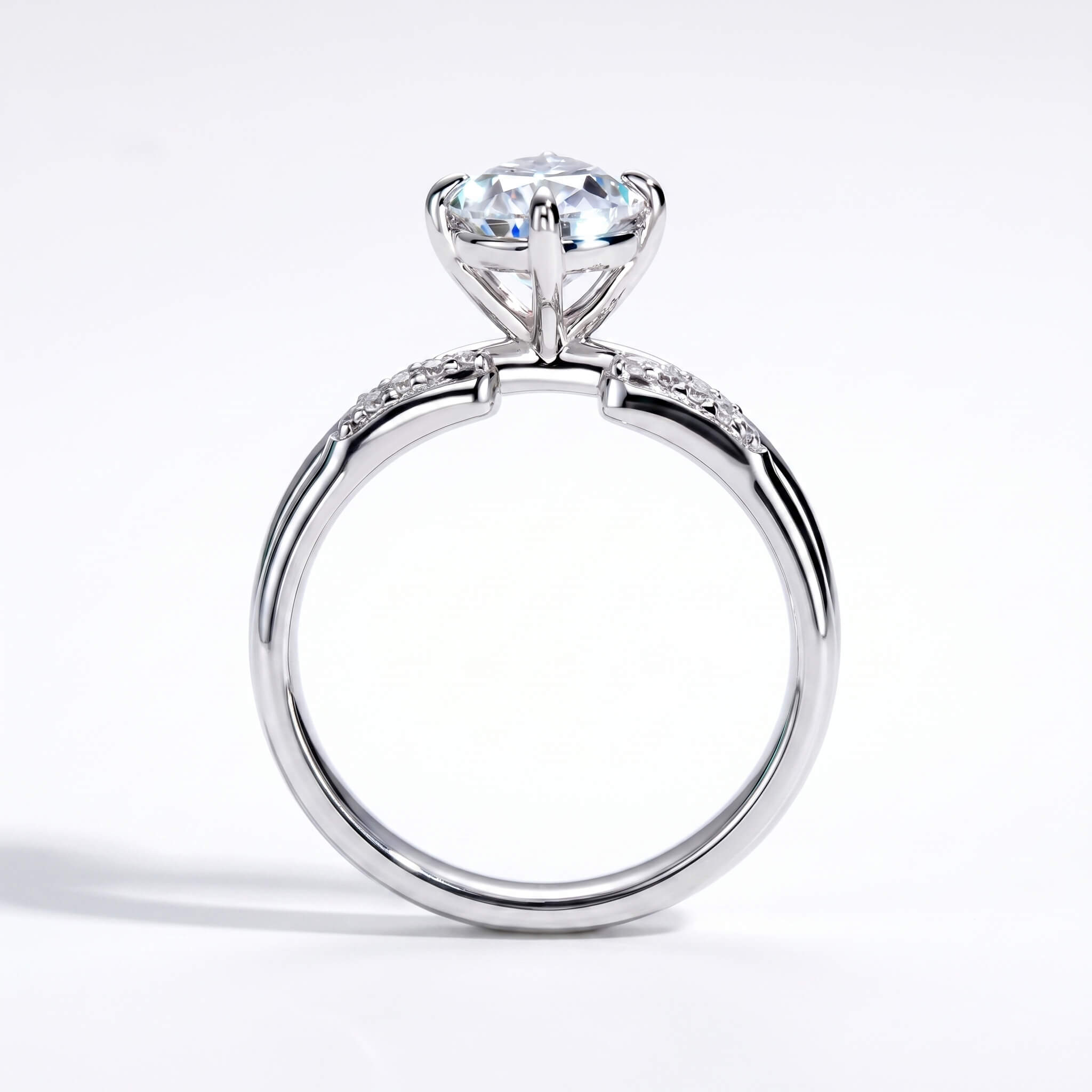 3 Carat Pear Cut Moissanite Engagement Ring Set with Band Aura Diamonds