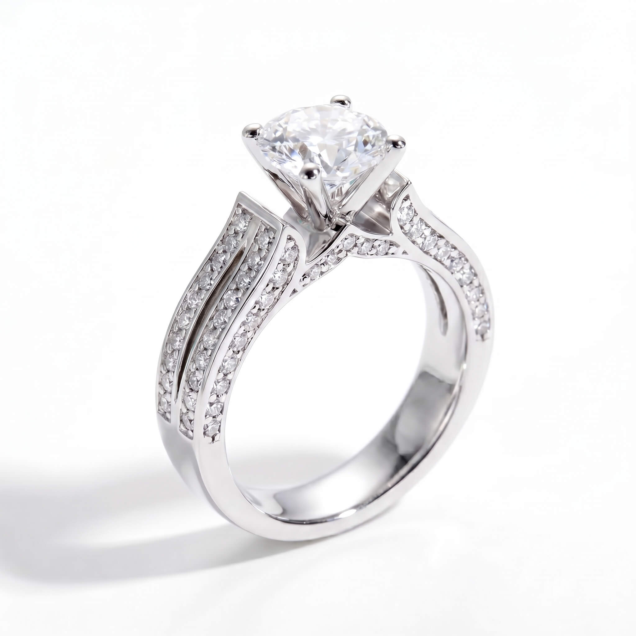 2 Carat Round Cut Statement Pavé Moissanite Ring Aura Diamonds