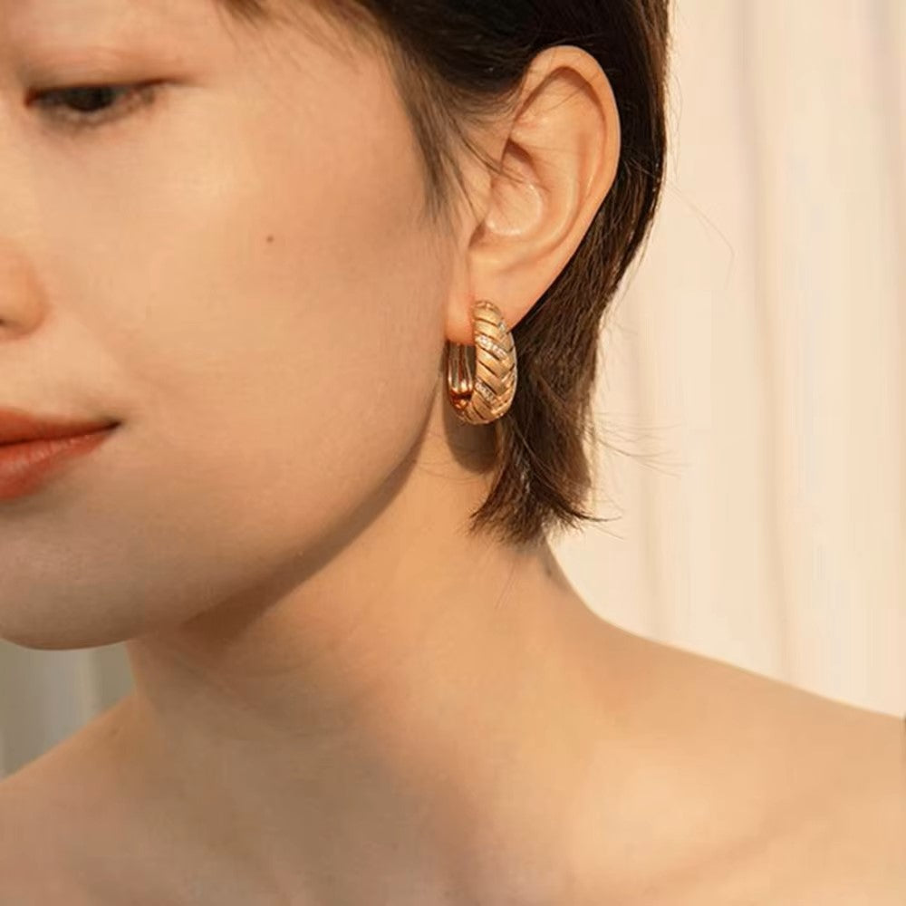 Luxury Alexis Hoop Earrings - Gold Vermeil Aura Diamonds