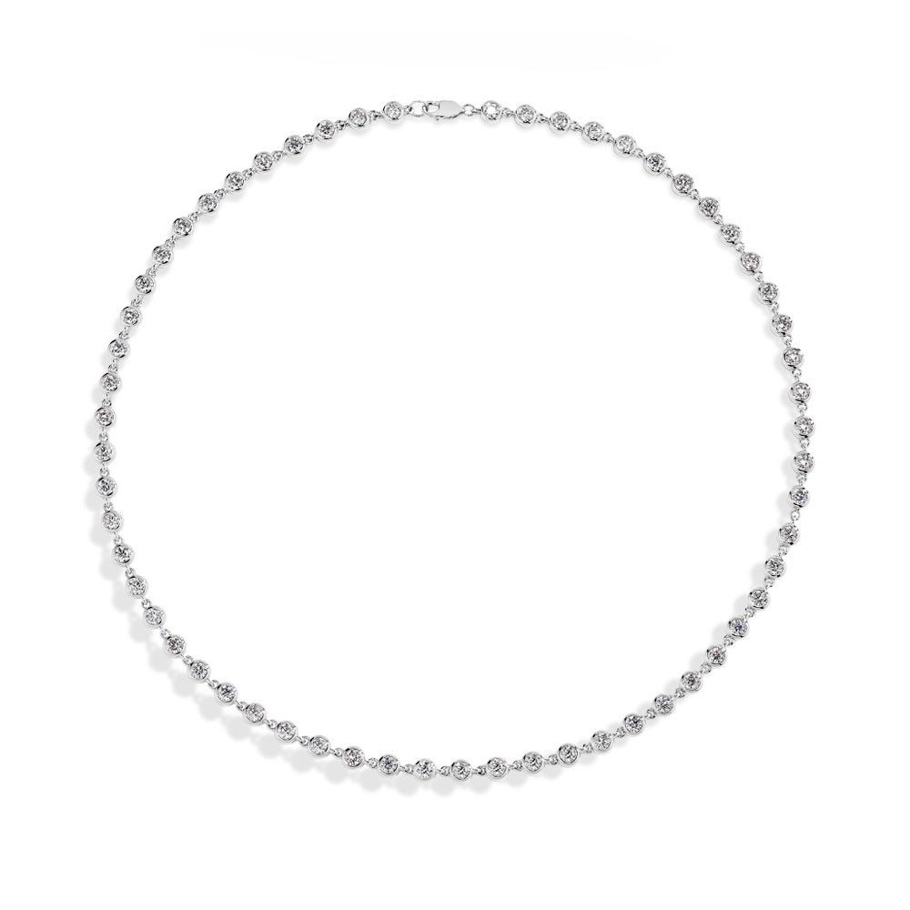 Dainty Bezel Tennis Necklace 3MM | Moissanite - Yellow Gold / Rose Gold / White Gold Aura Diamonds