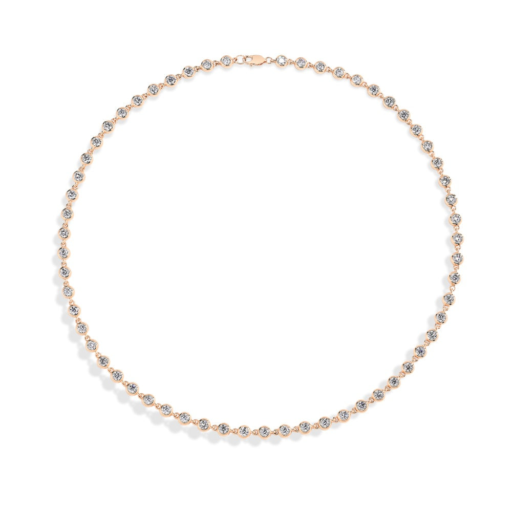 Dainty Bezel Tennis Necklace 3MM | Moissanite - Yellow Gold / Rose Gold / White Gold Aura Diamonds