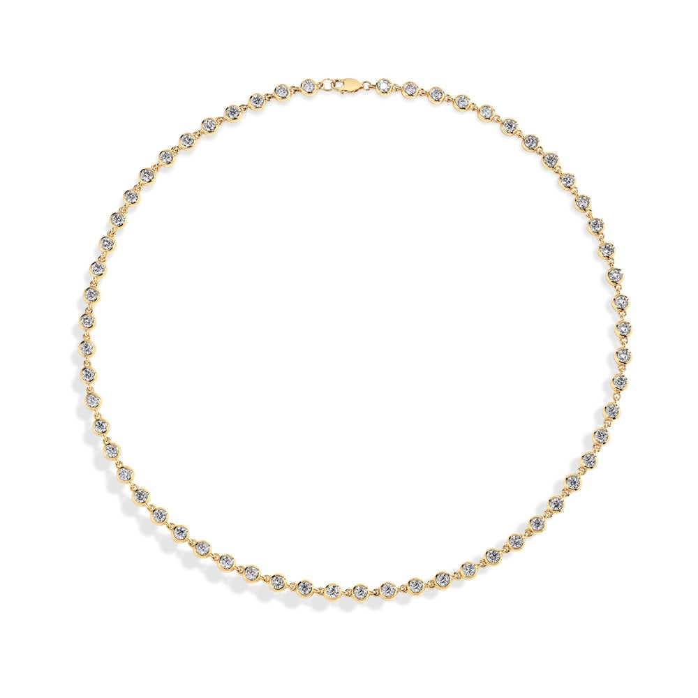 Dainty Bezel Tennis Necklace 3MM | Moissanite - Yellow Gold / Rose Gold / White Gold Aura Diamonds