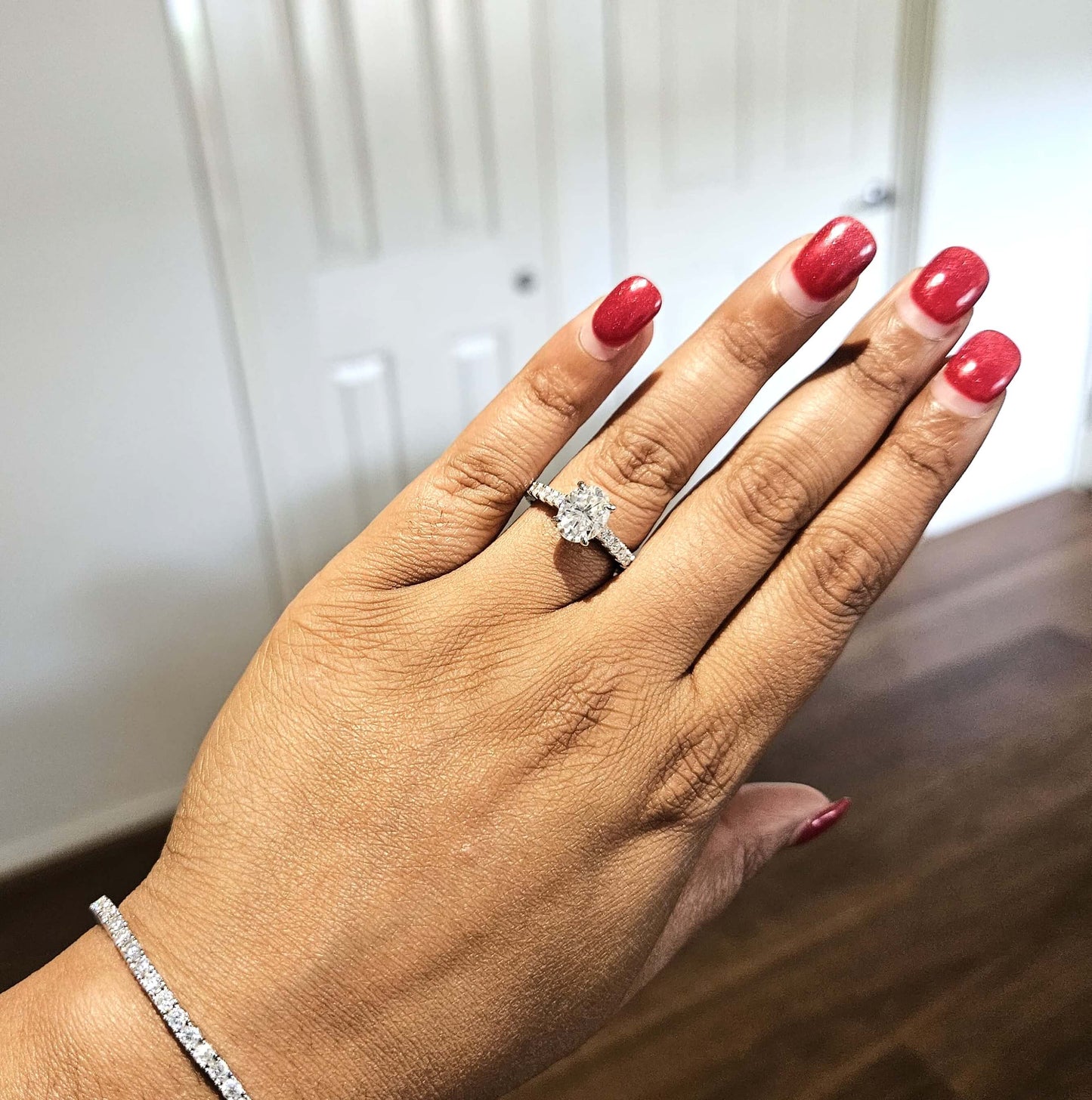 Elegant 2 Carat/3 Carat Oval Pavé Ring