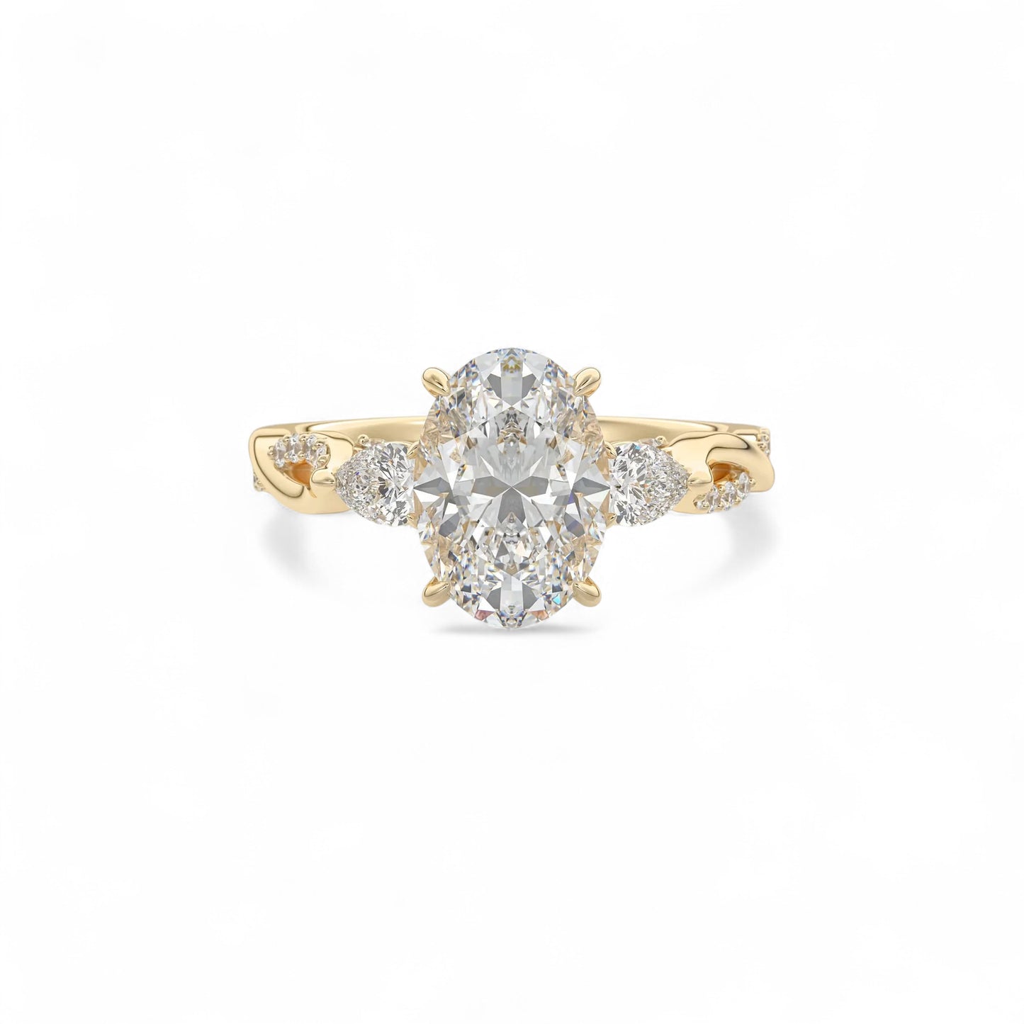 Elara Twisted Vine Oval Diamond Engagement Ring