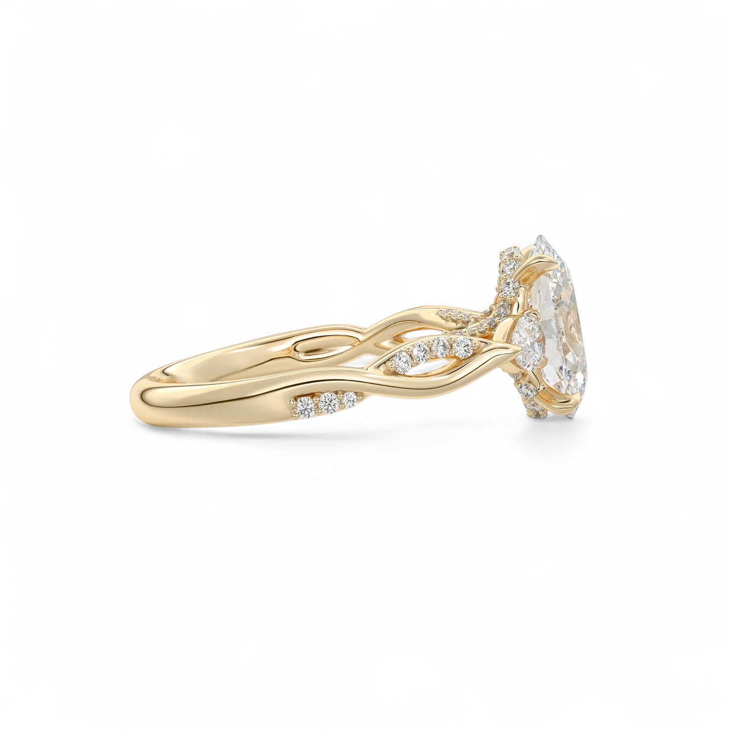 Elara Twisted Vine Oval Diamond Engagement Ring