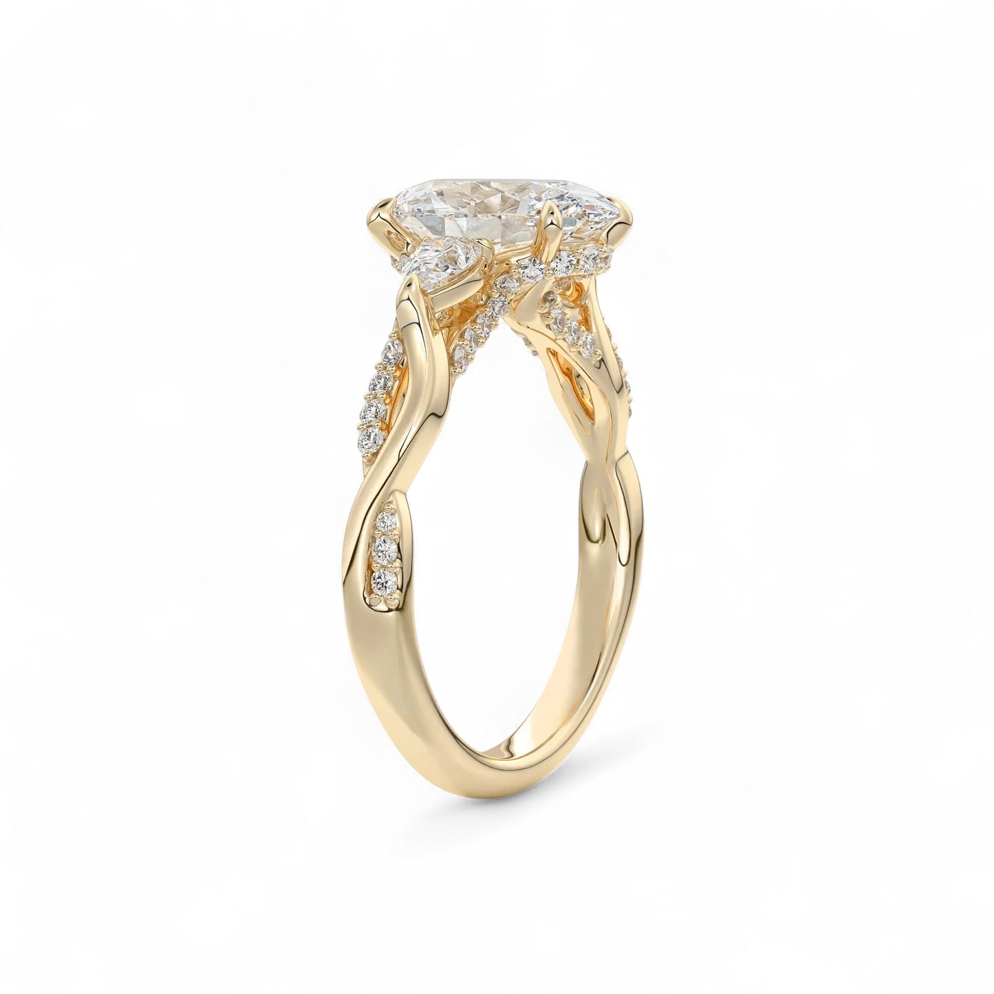 Elara Twisted Vine Oval Diamond Engagement Ring