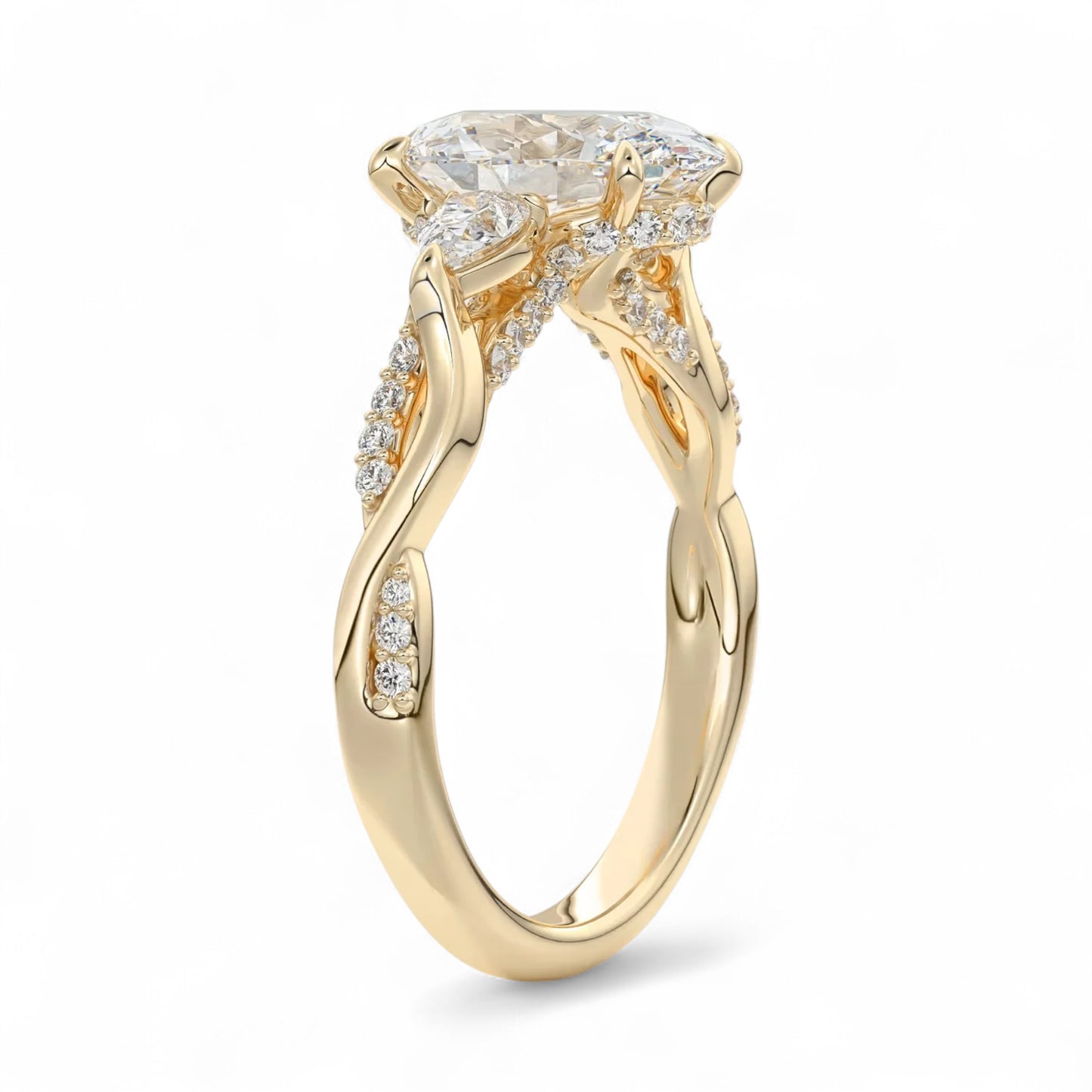 Elara Twisted Vine Oval Diamond Engagement Ring
