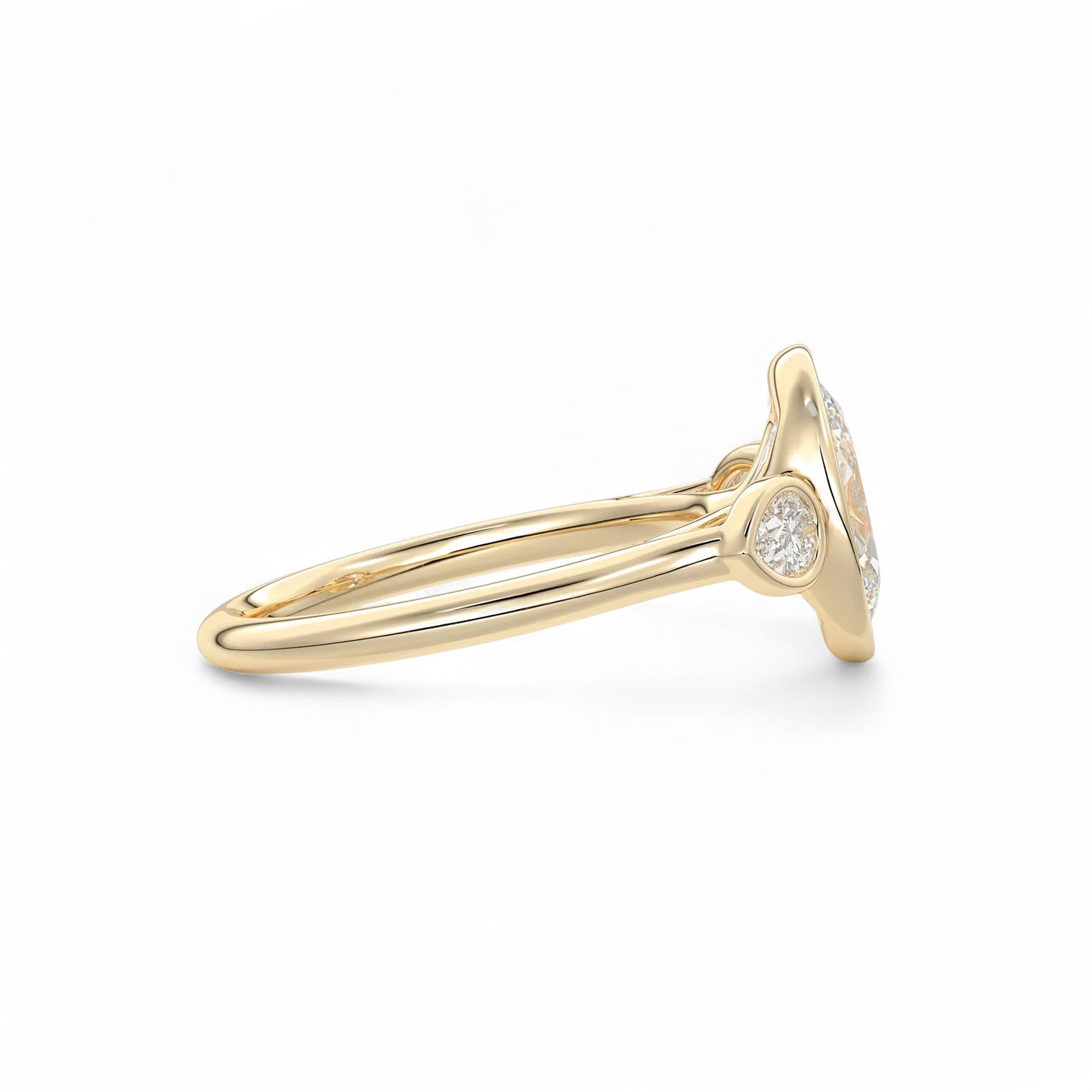 The Celine Oval Bezel Three-Stone Diamond Ring