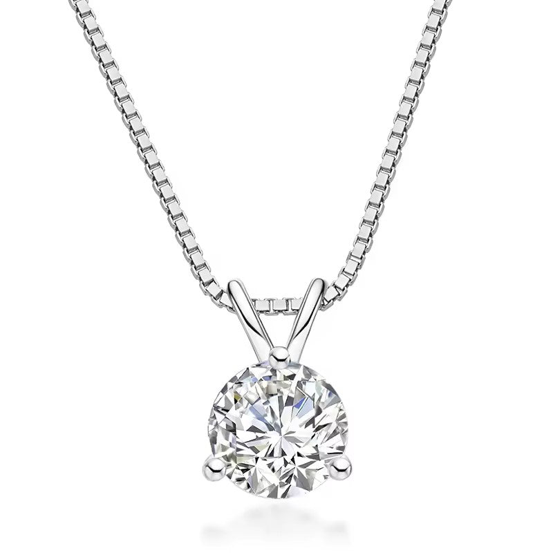 Aura Eternity Solitaire Pendant with Chain - 1CT Moissanite (Rhodium Plated)