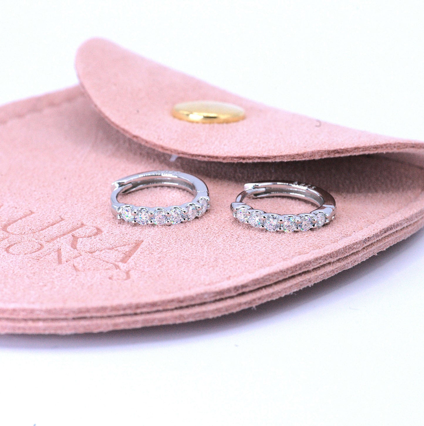 Elegant Dainty Sophia Hoop Earrings - Platinum Plated - Moissanite