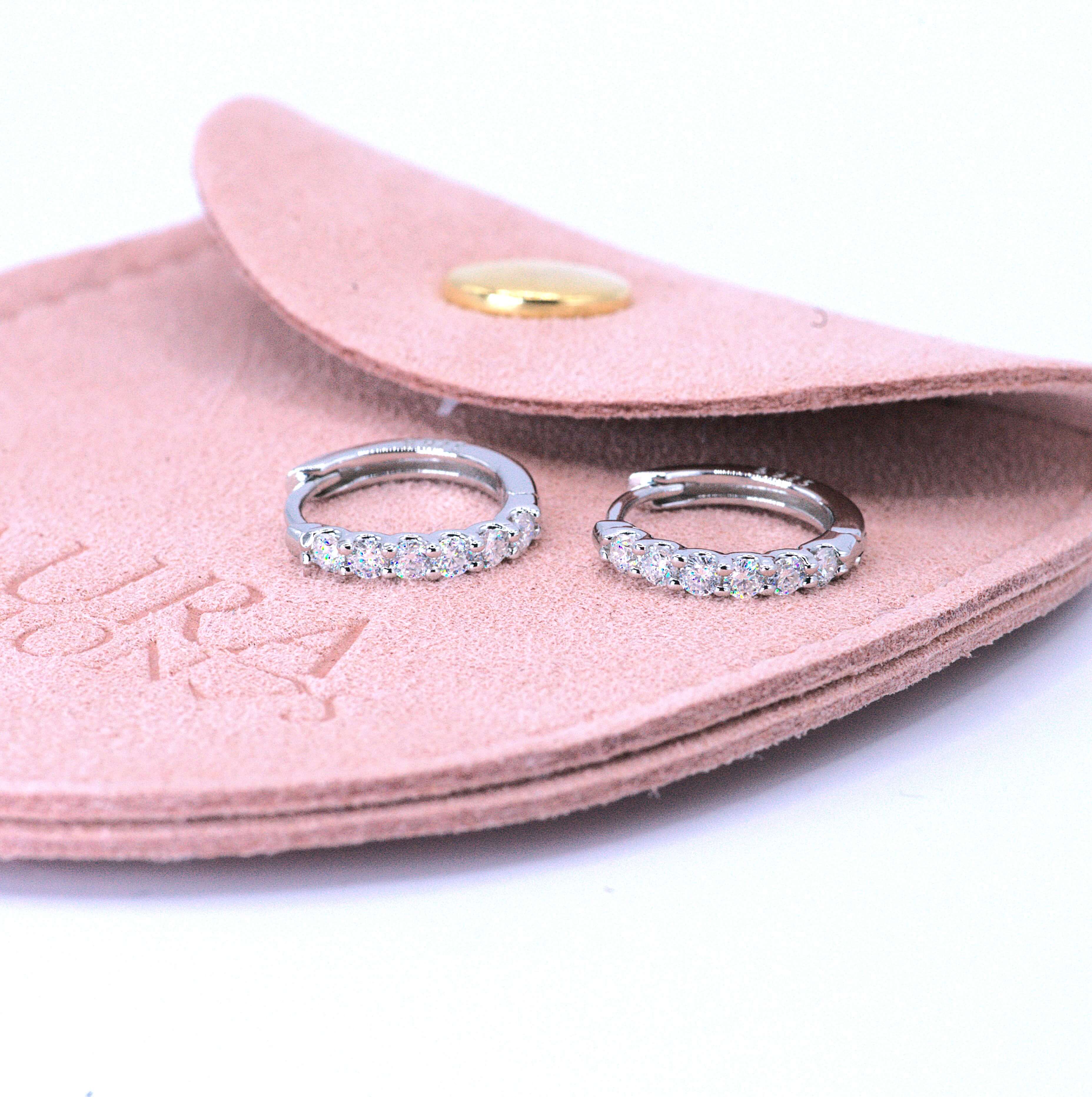 Elegant Dainty Sophia Hoop Earrings - Platinum Plated - Moissanite Aura Diamonds