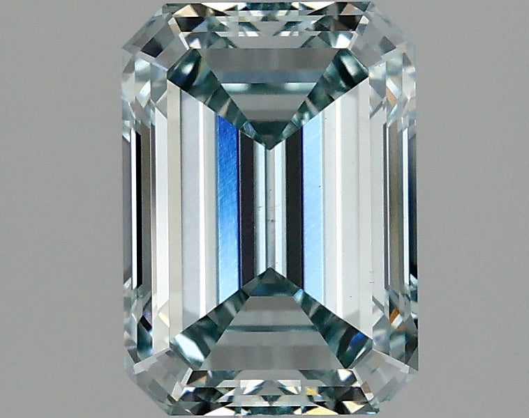 Greenish Blue 2 Carat Emerald Cut - VS1 | Loose Lab Grown Diamond for Engagement Ring | IGI Certified Aura Diamonds