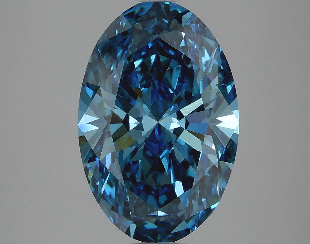 Vivid Blue 3 Carat Oval Cut - VVS2 | Loose Lab Grown Diamond for Engagement Ring | IGI Certified
