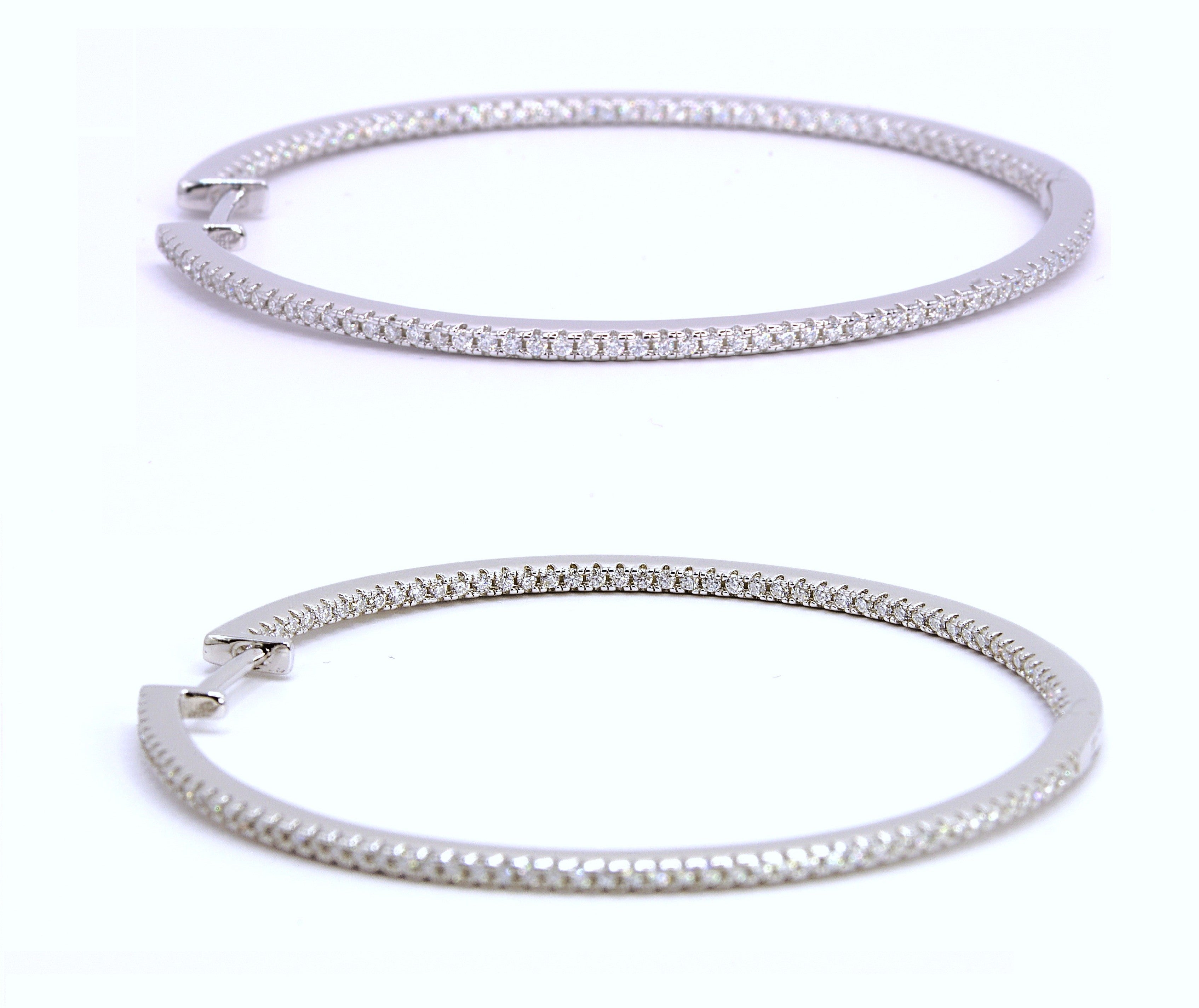 Luxury Aura Large Hoop Earrings - Moissanite - Sterling Silver (Rhodium Plated) Aura Diamonds
