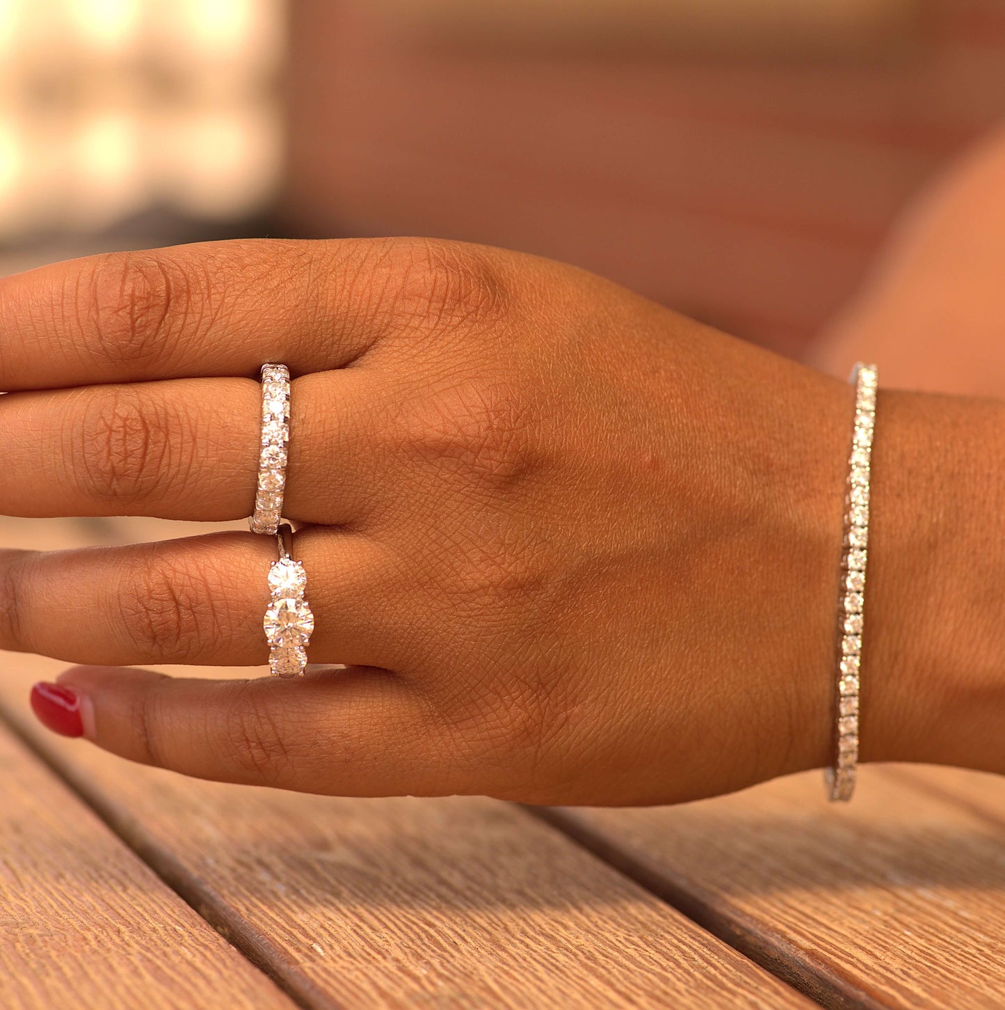Luxury Infinity Ring/ Eternity Band- White Gold - Moissanite/Lab Diamond (Rhodium Plated)