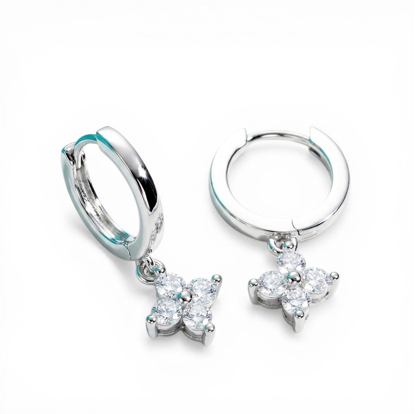Clover Huggie Earrings | Premium Moissanite