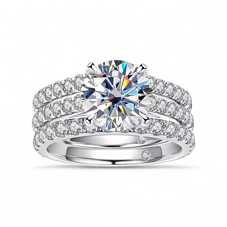 Elegant 3 Carat Moissanite Ring & Wedding Band Set Aura Diamonds