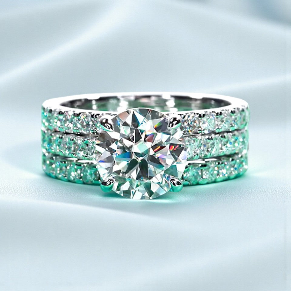 Elegant 3 Carat Moissanite Ring & Wedding Band Set Aura Diamonds