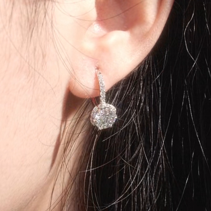 Elegant 2 Carat Floral Drop Earrings - Platinum Plated - 2 x 1CT Moissanite Aura Diamonds