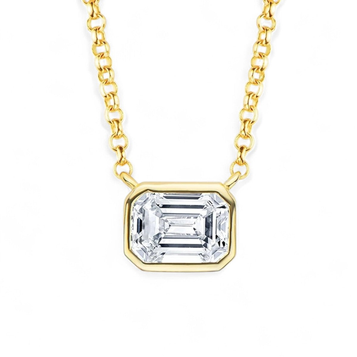 Emerald Chic Pendant with Chain - 1 Carat Moissanite (Rhodium Plated - Anti-Tarnish)