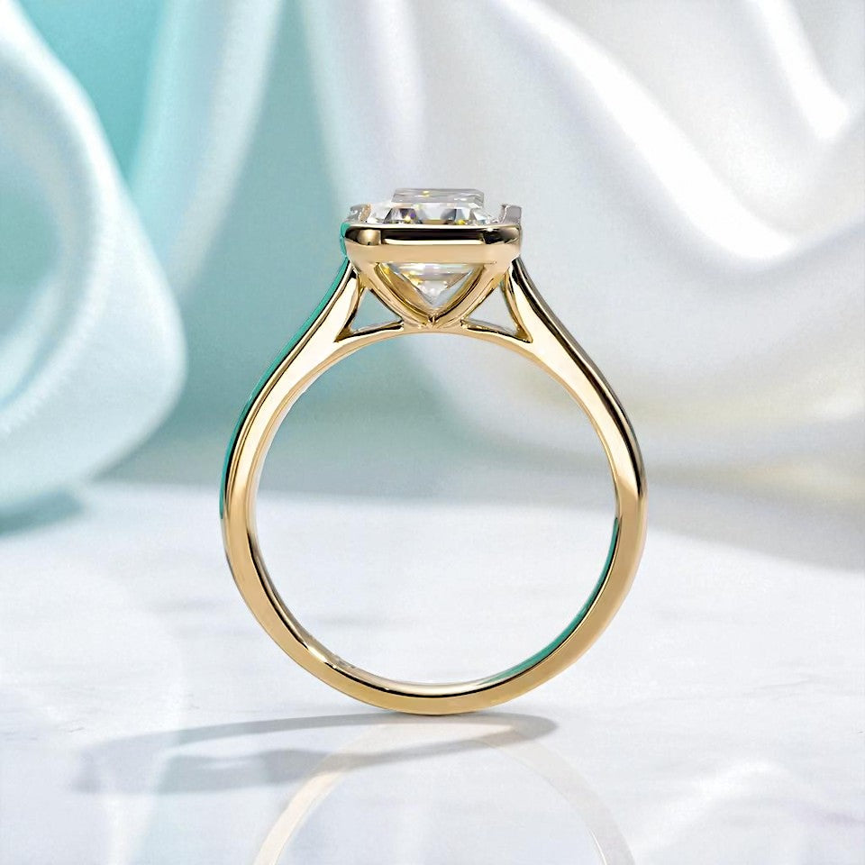 3 Carat Emerald Cut Engagement Ring - Cathedral Setting - Moissanite | Luxury Collection Aura Diamonds