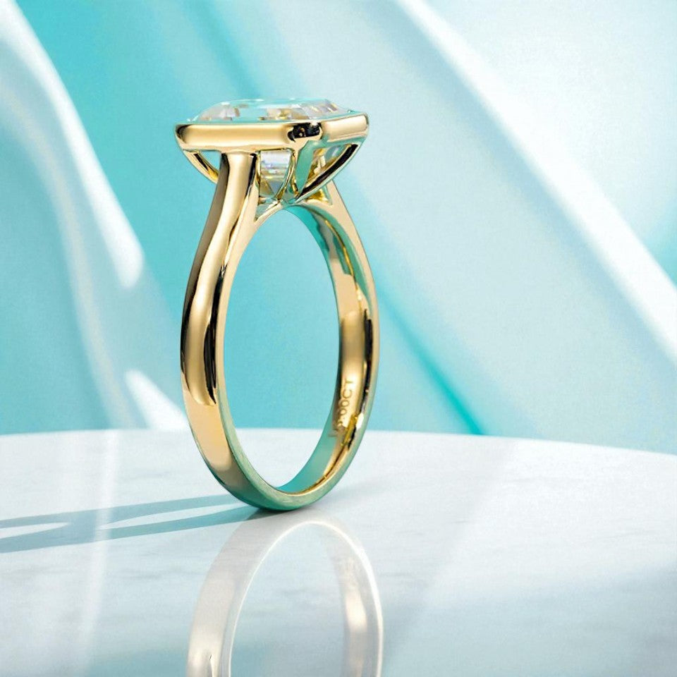 3 Carat Emerald Cut Engagement Ring - Cathedral Setting - Moissanite | Luxury Collection Aura Diamonds